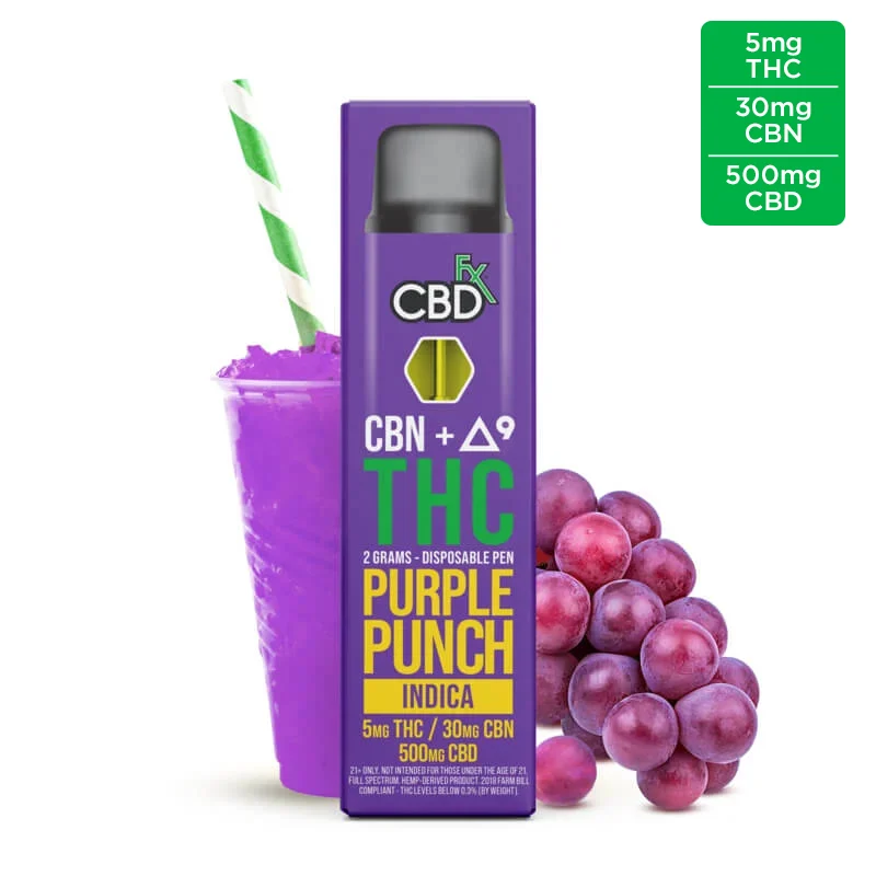 THC Vape Pen Purple Punch (Indica) 30mg CBN + 5mg THC + 500mg CBD