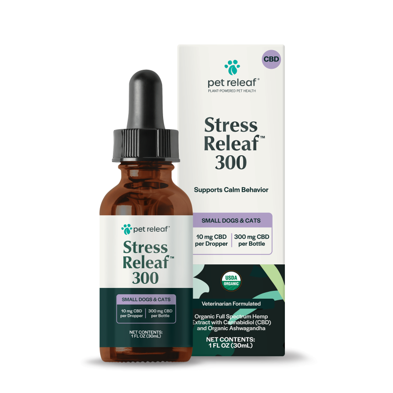 USDA Organic Stress Releaf 300mg CBD Oil For Small Dogs & Cats